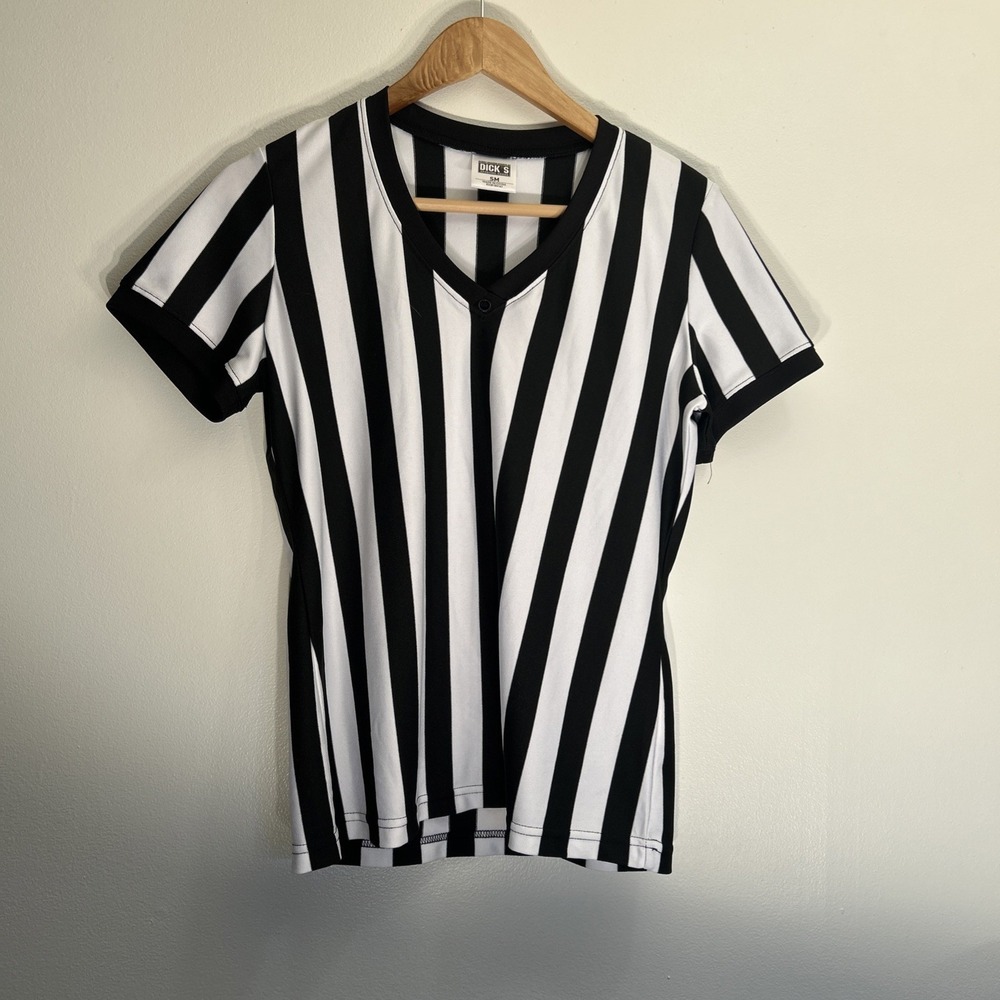 Dicks‎ Sporting Goods Shirt Women Black White Stripes Referee Uniform Size Small